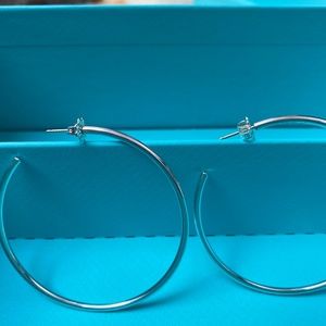 Tiffany & Co. Sterling Silver Large (2”) Bezet Hoop Earrings